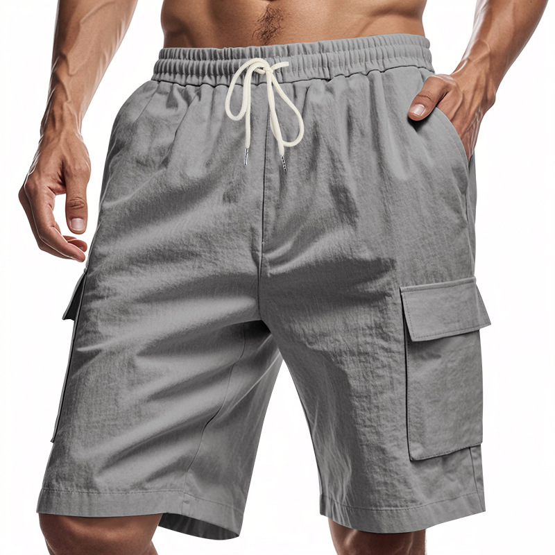 Men's Linen Multi-Pocket Cargo Shorts