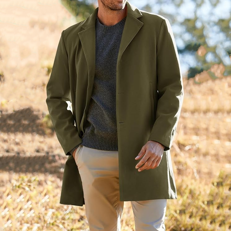 Men's Windbreaker Slim Fit  Single Breasted Top Winter Warm Cotton Business Long Jacket Coat