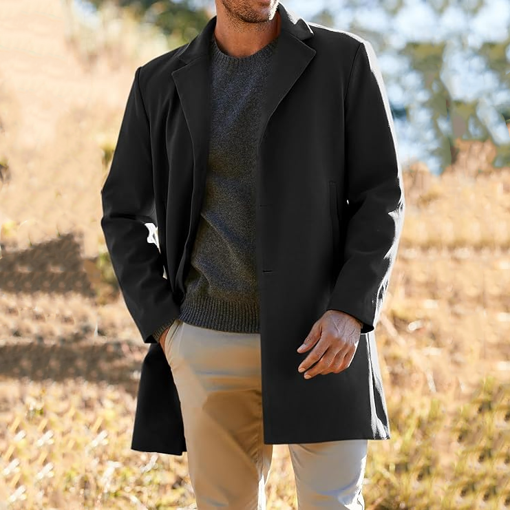 Men's Windbreaker Slim Fit Single Breasted Top Winter Warm Cotton Busi