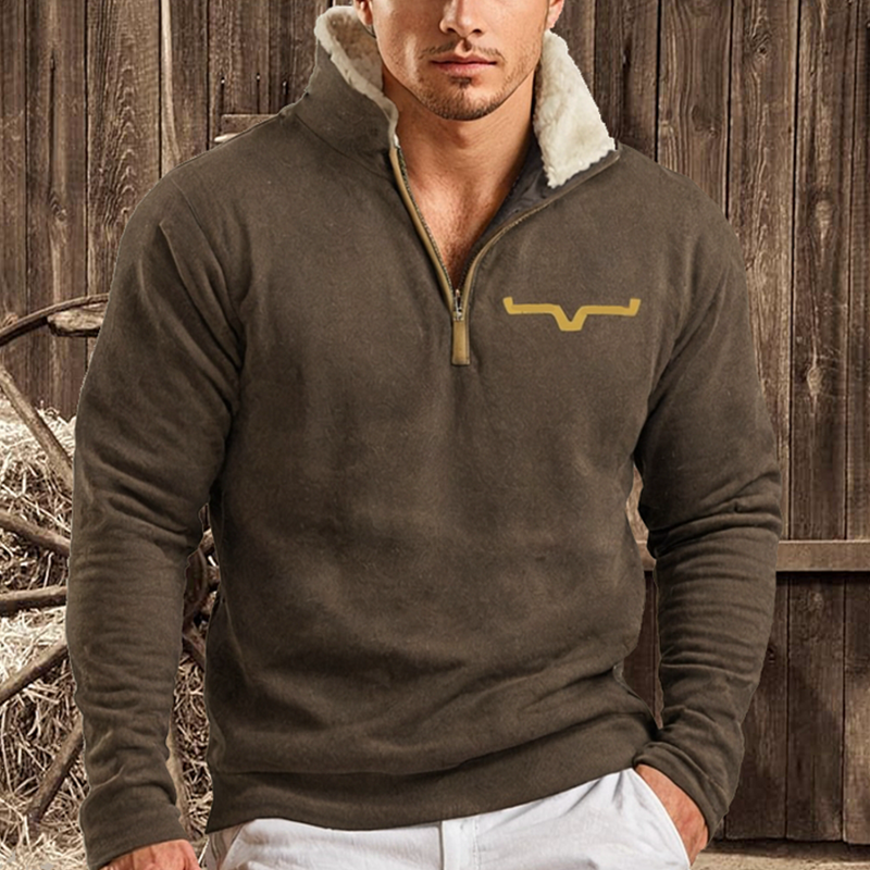 Cowboy Men's Lapel Sweatshirt