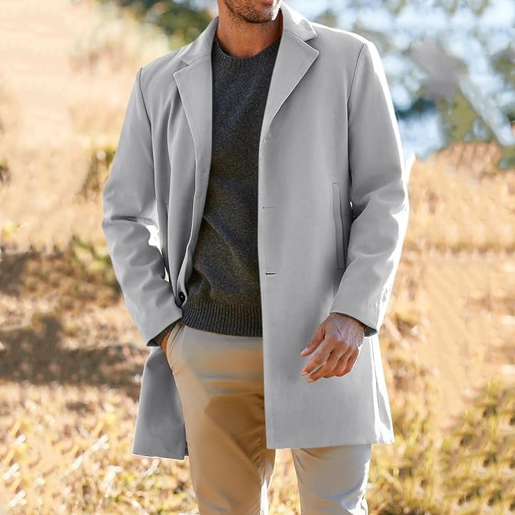 Men's Windbreaker Slim Fit  Single Breasted Top Winter Warm Cotton Business Long Jacket Coat