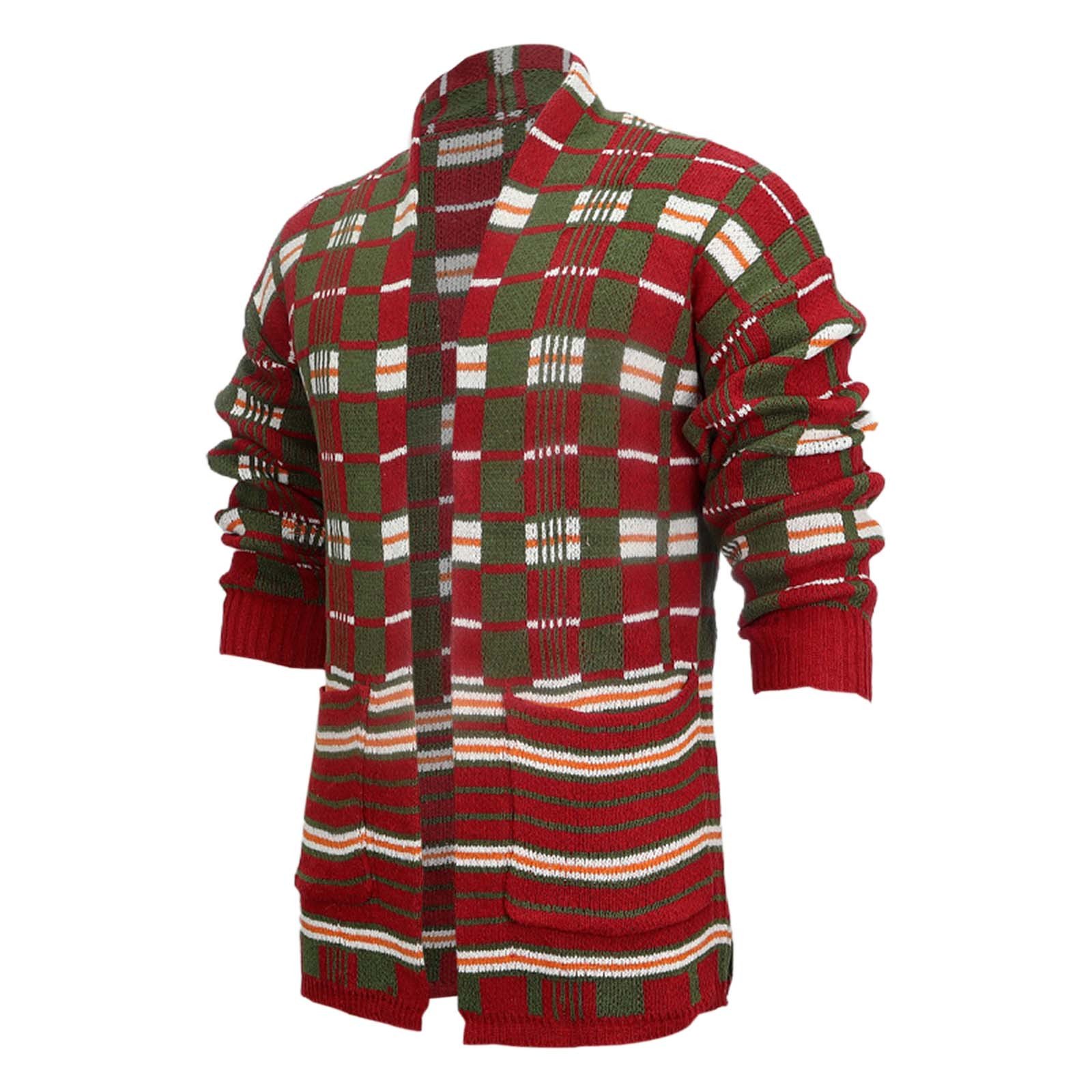 Men’s Casual Check Loose Knit Cardigan