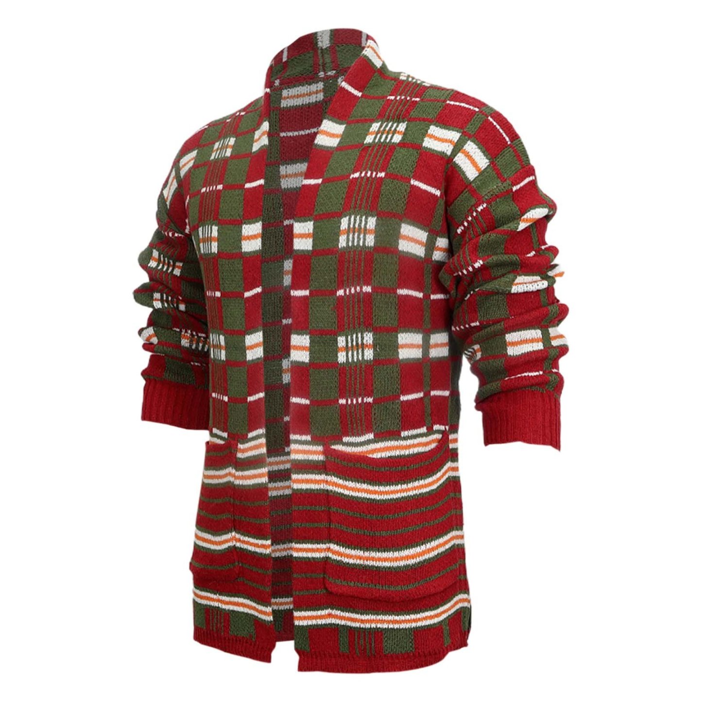 Men’s Casual Check Loose Knit Cardigan