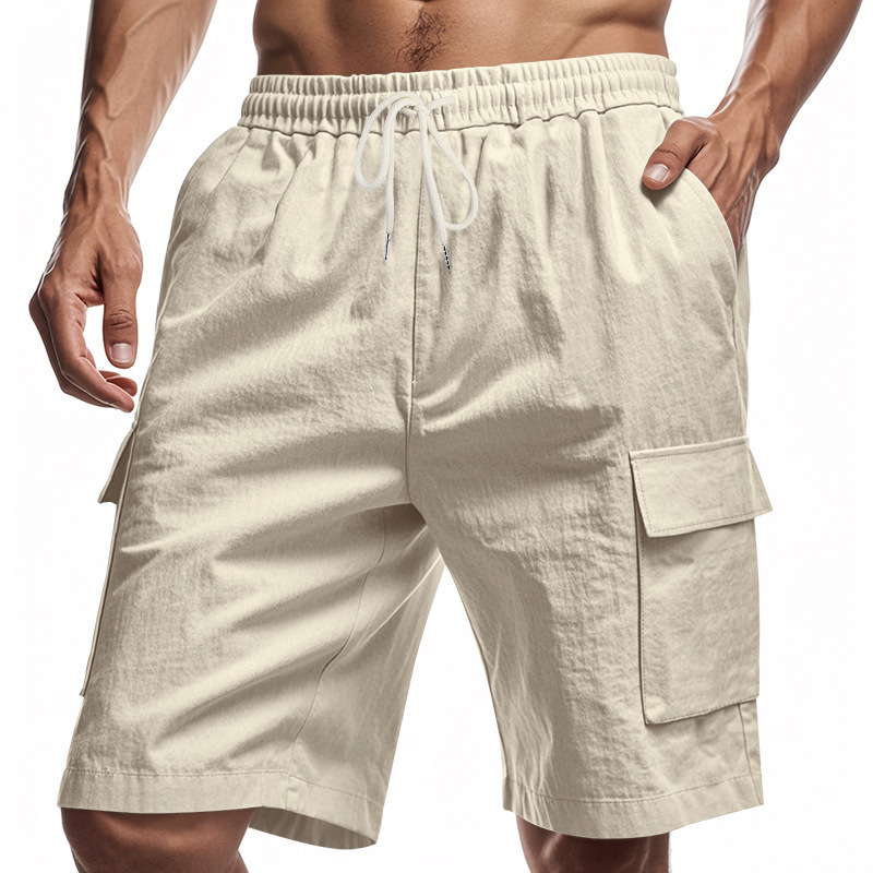 Men's Linen Multi-Pocket Cargo Shorts