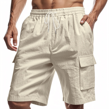 Men's Linen Multi-Pocket Cargo Shorts