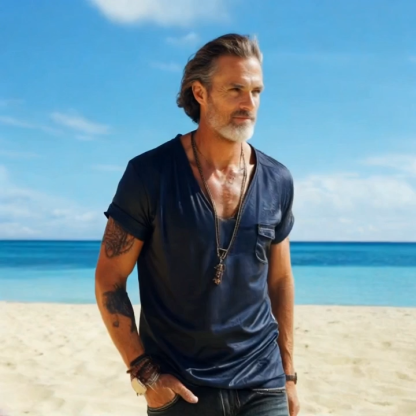 Performance V-Neck Utility Pocket Tee Men's Casual Shirt (Ready Streetwear Essential)