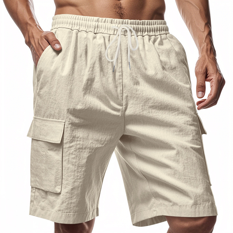 Men's Linen Multi-Pocket Cargo Shorts