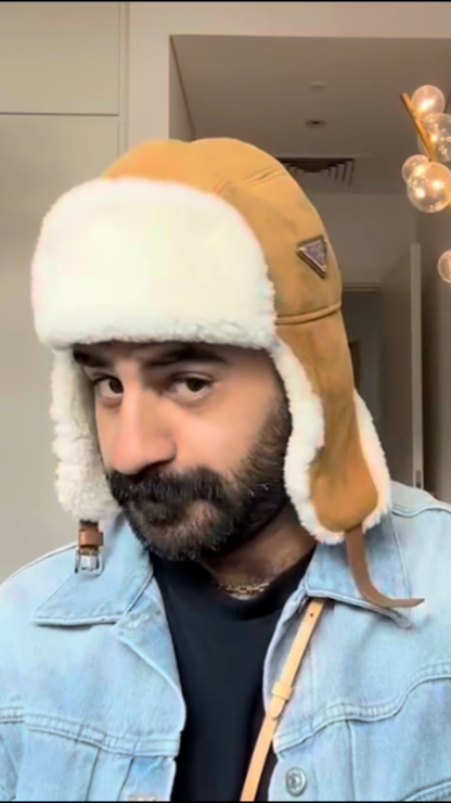 Men's Winter Deer Velvet Trapper Hat, Windproof Cold Weather Ear Flap Fur-Lined Cap, Outdoor Winter Cap