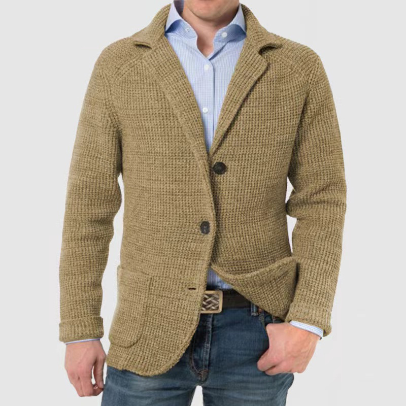 Men's Stand Collar Knit Blazer Jacket