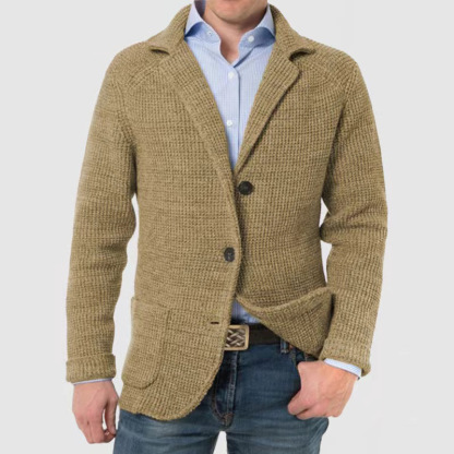 Men's Stand Collar Knit Blazer Jacket