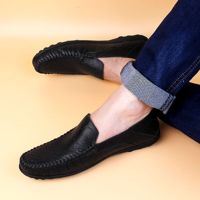 Men's Premium Genuine Leather Breathable Slip-On Loafers