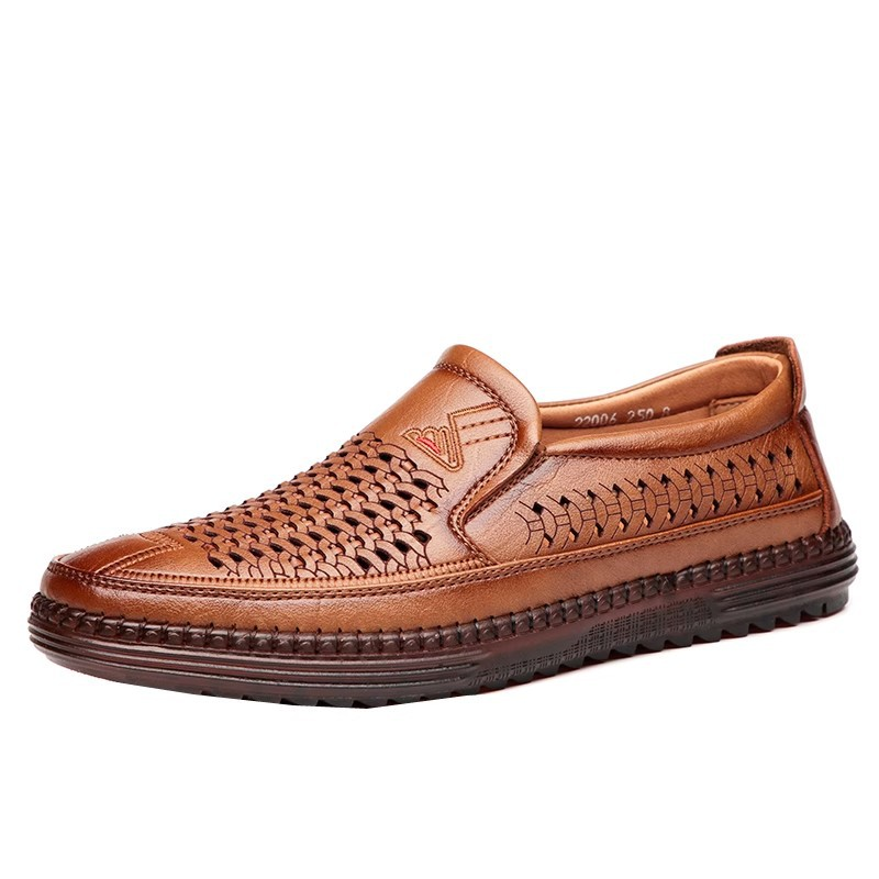 Men's Perforated Genuine Leather Casual Sandals