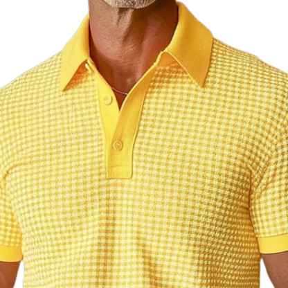 Men's Spring Fashion Classic Retro Textured Fabric Golf Polo Shirt