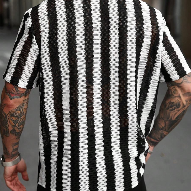 Men's Striped Short Sleeve Knitted Shirt