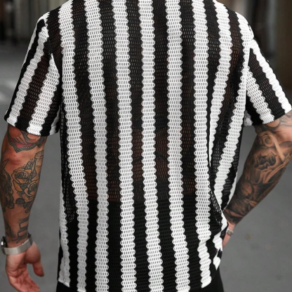 Men's Striped Short Sleeve Knitted Shirt