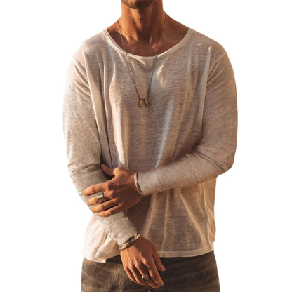 Men's Casual Solid Color Loose Round Neck Short Sleeve T-Shirt