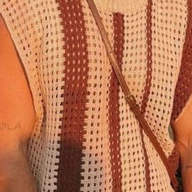 Men's Summer Stripe Hollow-Out Knit Tank Top