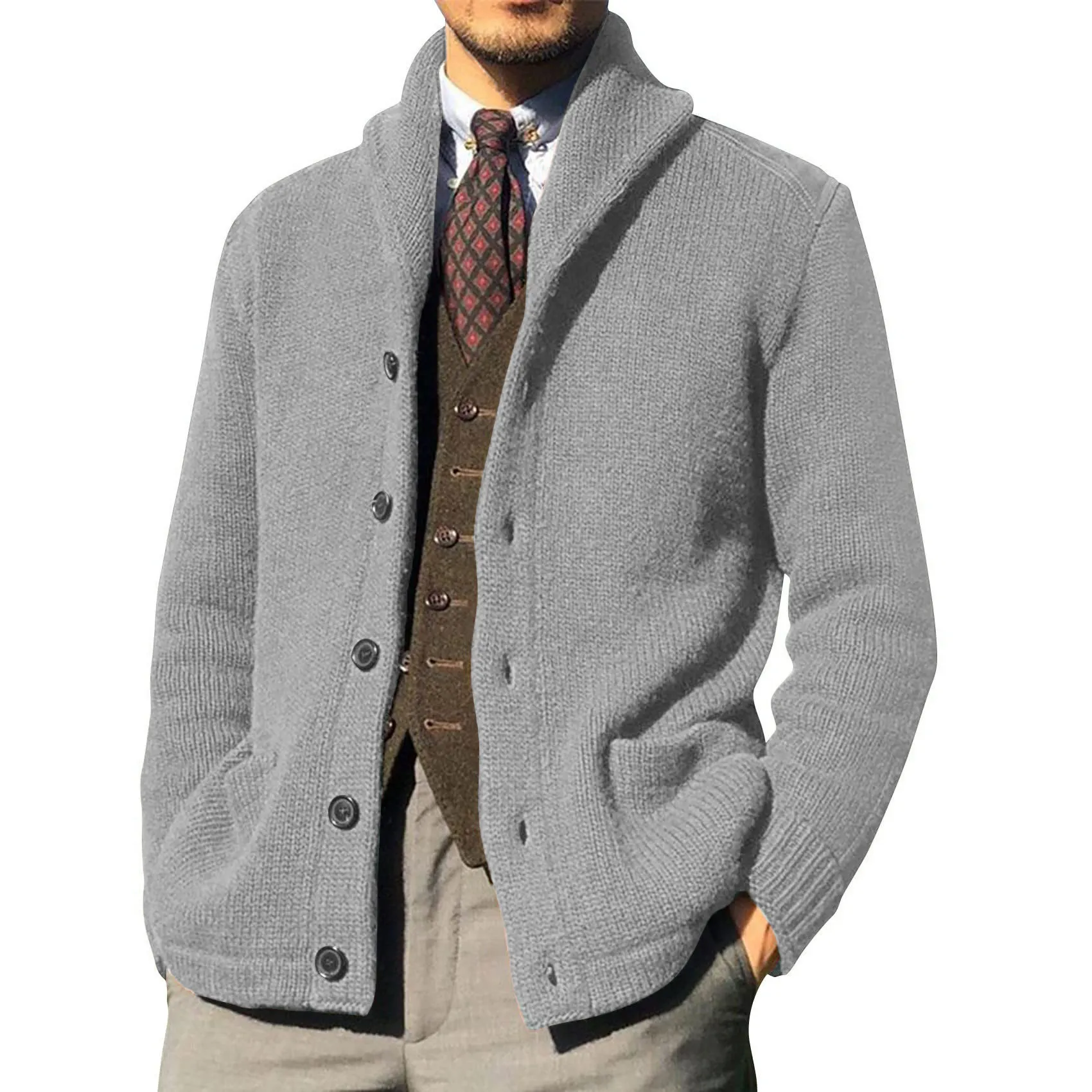 Jacket Men Thick Knitted