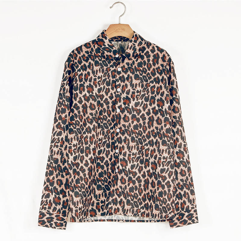 Wild & Trendy Men's Leopard Print Shirt Long Sleeve Casual Vacation Shirt