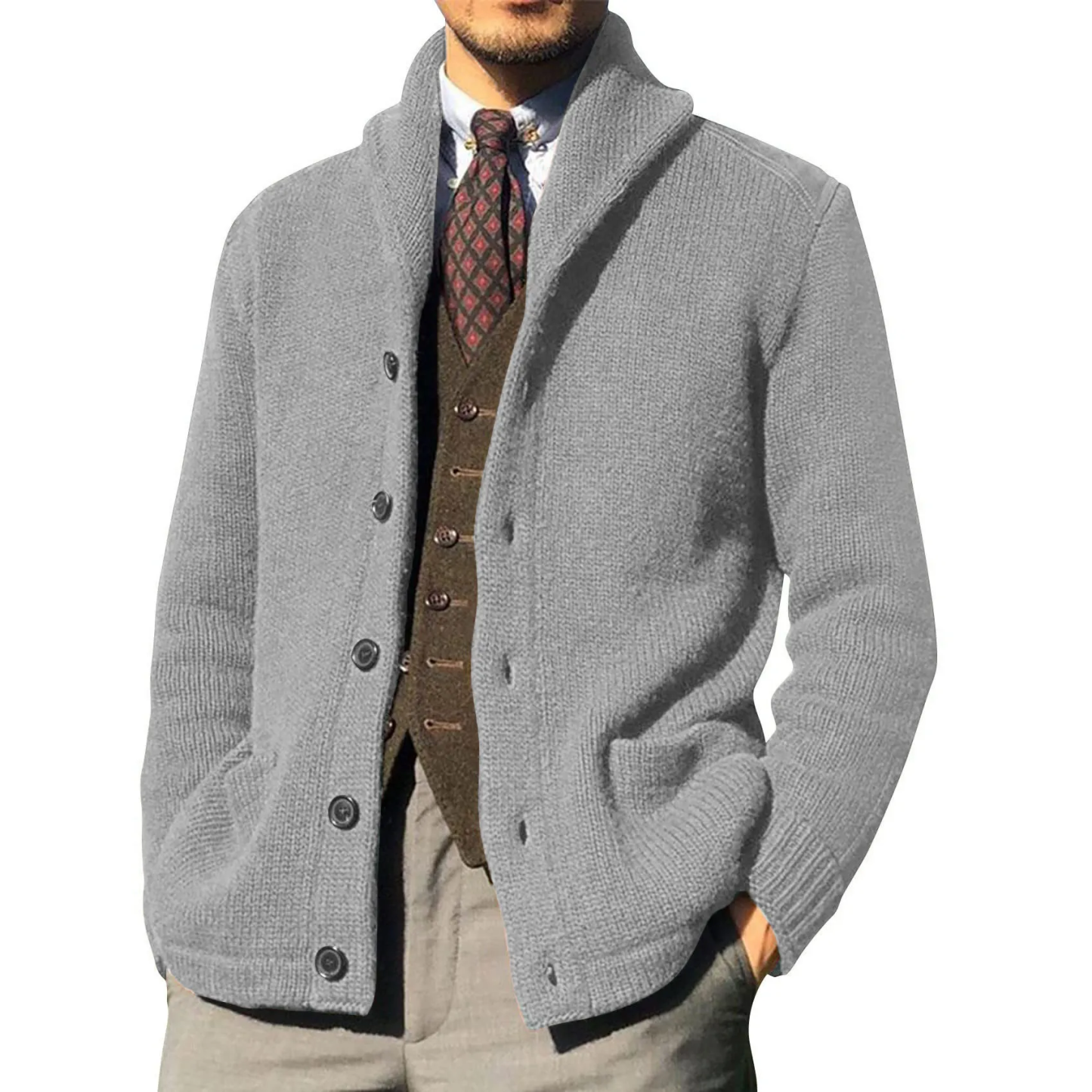 Jacket Men Thick Knitted