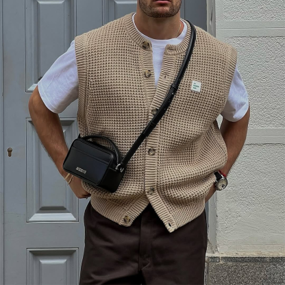 Men's Lightweight Sleeveless Knit Vest Casual & Layering Essential