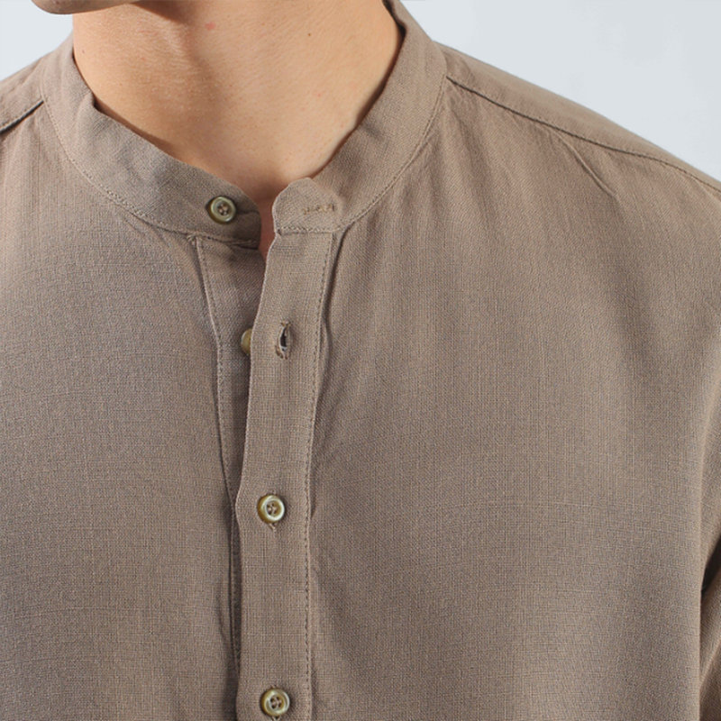 Premium French Collar Men's Linen Short Sleeve Shirt