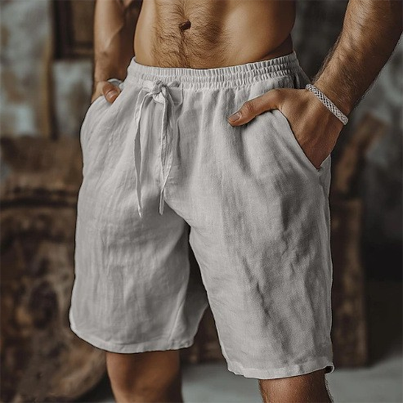 Men's Cotton And Linen Retro Classic Summer Beach Shorts