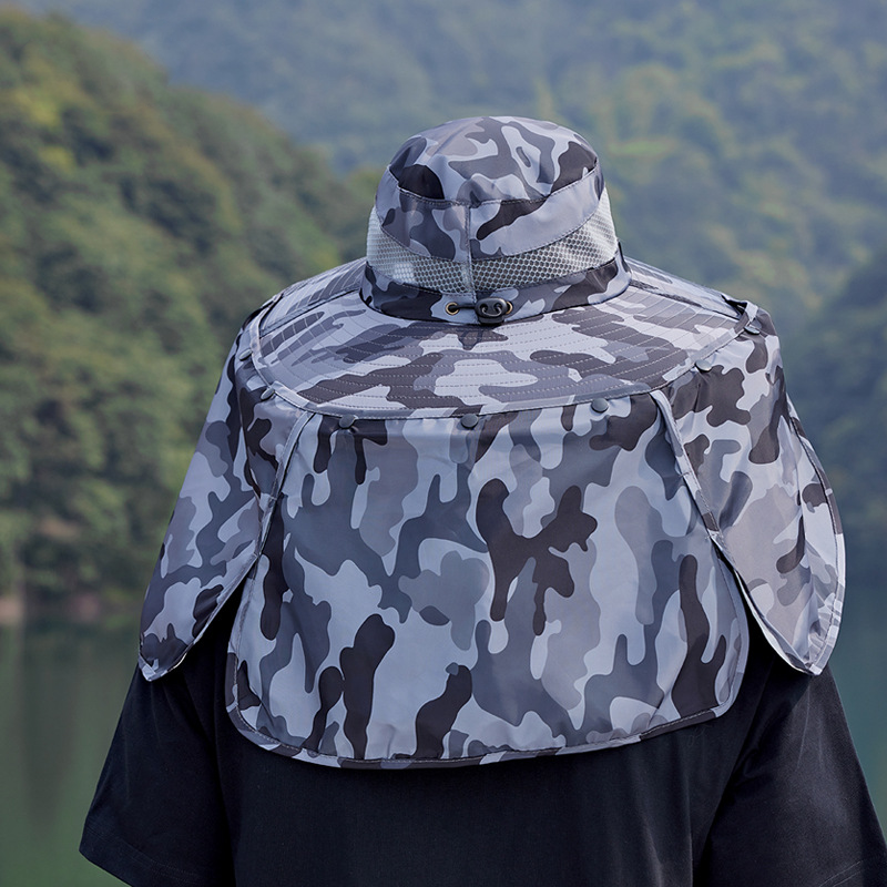 Men's Solar-Powered Cooling Fan Hat With Neck Guard