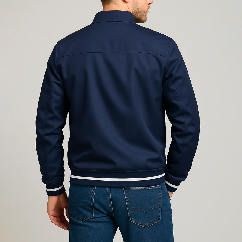 Men's Spring & Fall Zipper Jacket: Casual Fitted Style with Side Seam Pockets, Non - Hooded