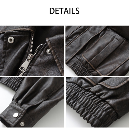 Men's Leather Bomber Jacket, Classic Relaxed-Fit Leather Biker Jacket  for Men, Distressed Retro Aviator Coat for Everyday Riding & Casual Wear