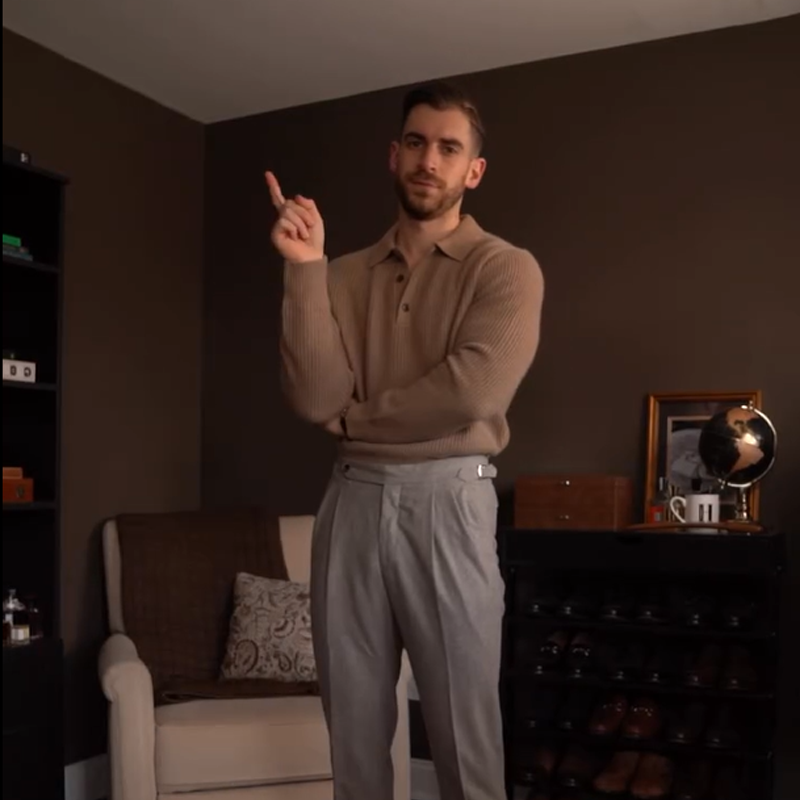 Men's Polo Collar Knit Sweater, Long Sleeve Relaxed Fit Pullover for Fall Winter, Casual Smart Office Wear, Modern Vintage Style