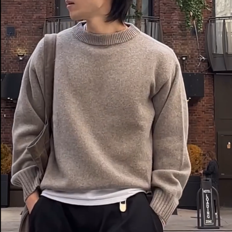 Men's Autumn and Winter Pullover Crew Neck Sweater, Classic Ribbed Men's Casual Sweater, Soft & Comfortable, Men's Knitted Pullover