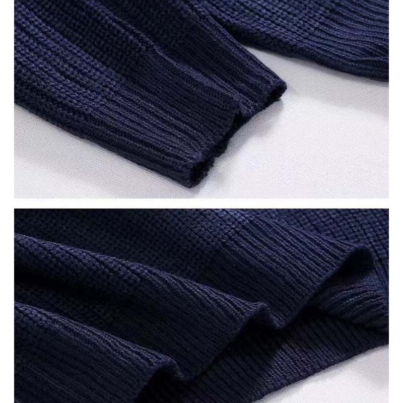 Men's Loose Stand Collar Half Zip Sweater – Spring and Autumn Fashion Knitted Pullover, Casual and Versatile Design