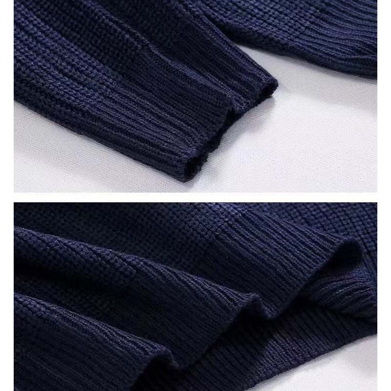 Men's Loose Stand Collar Half Zip Sweater – Spring and Autumn Fashion Knitted Pullover, Casual and Versatile Design
