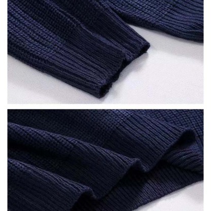 Men's Loose Stand Collar Half Zip Sweater – Spring and Autumn Fashion Knitted Pullover, Casual and Versatile Design