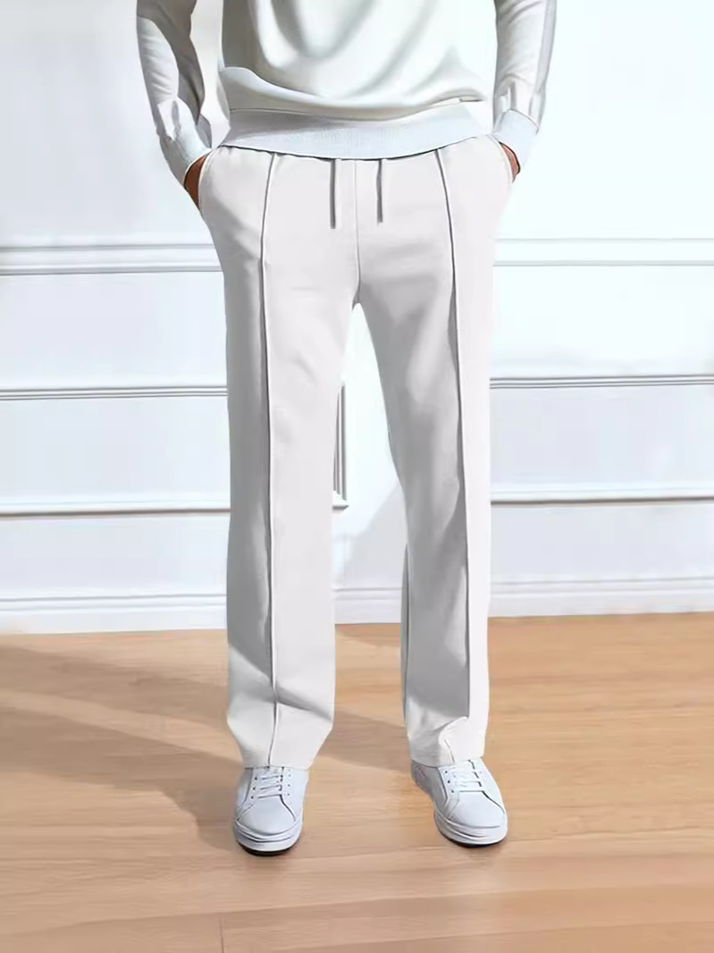Men's High-Waisted Solid Color Casual Sweatpants with Adjustable Drawstring – Perfect for Sports & Everyday Comfort