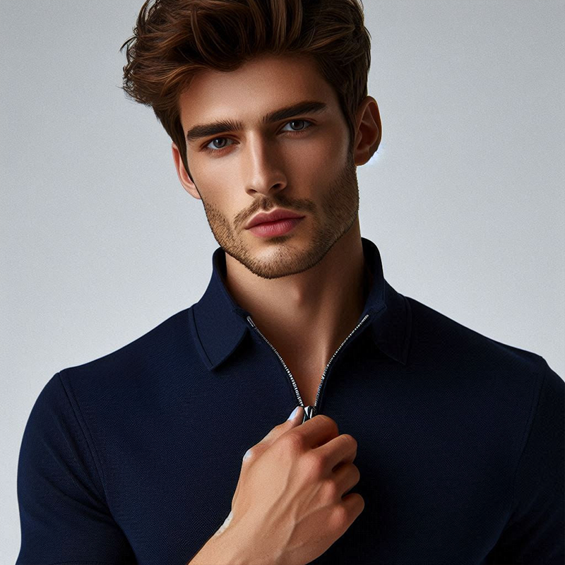 Men's Half Zip Polo Shirt, Short Sleeve Casual Top with Collar, Premium Comfort & Style