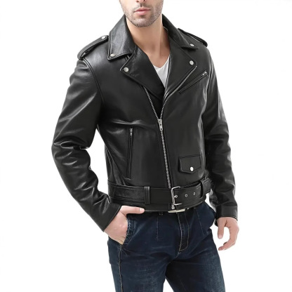 Men’s Motorcycle PU Leather Jacket – Casual Streetwear Outerwear for Everyday Style
