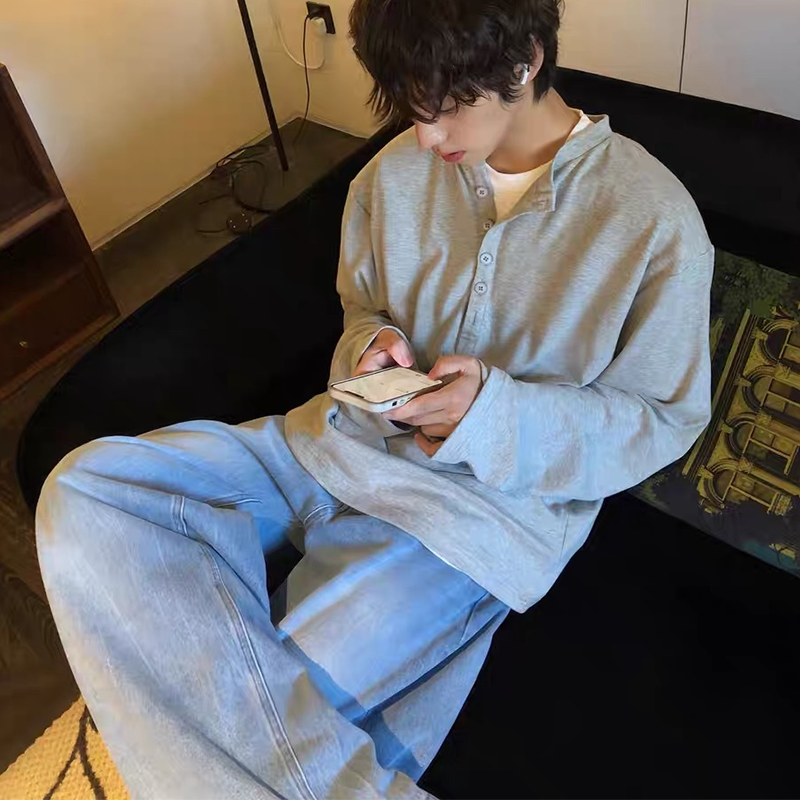 Men's Henley Neck Long Sleeve Shirt, Smooth and Soft Cotton Blend Tee, Casual & Layering Essential