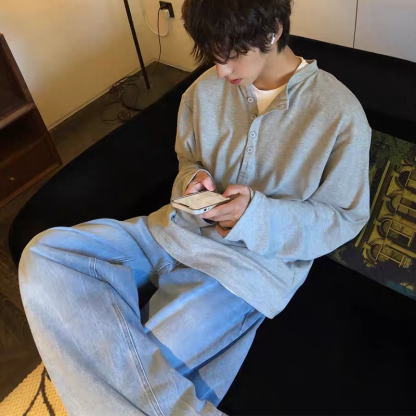 Men's Henley Neck Long Sleeve Shirt, Smooth and Soft Cotton Blend Tee, Casual & Layering Essential