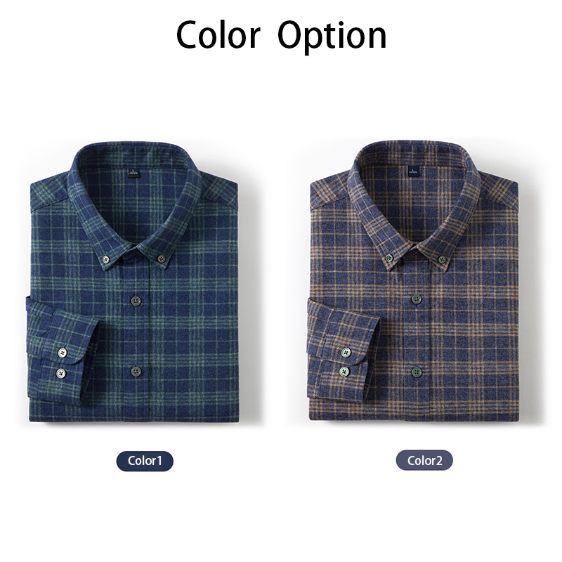 Men's Brushed Autumn and Winter shirt, Vintage Cotton Plaid Shirt, Business Casual Shirt, All-match Shirt for Daily Wear