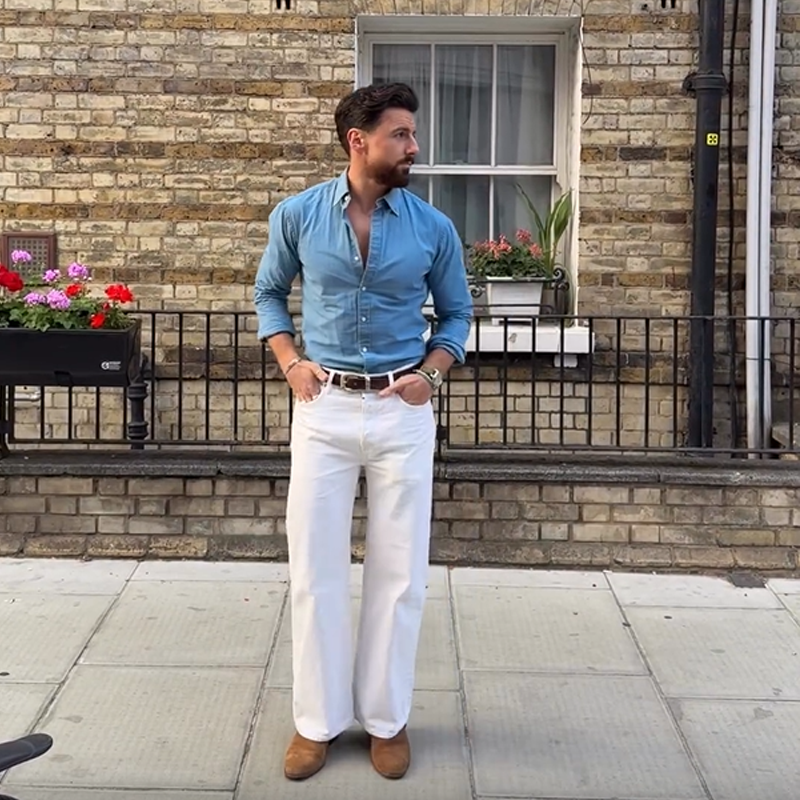 Men's Light Blue Denim Shirt, A Versatile Denim Shirt For Layering In Fall and Winter