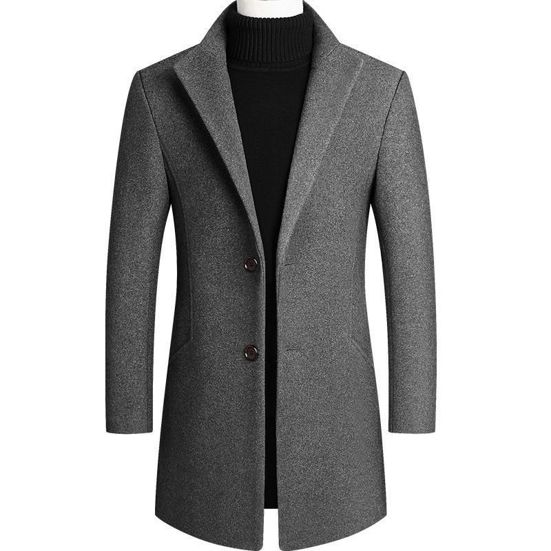 Men's Fall/Winter Woolen Coat with Cotton Padding | Mid-Length Warm Trench Coat, Stylish and Practical for Cold Weather