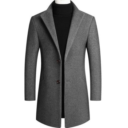 Men's Fall/Winter Woolen Coat with Cotton Padding | Mid-Length Warm Trench Coat, Stylish and Practical for Cold Weather