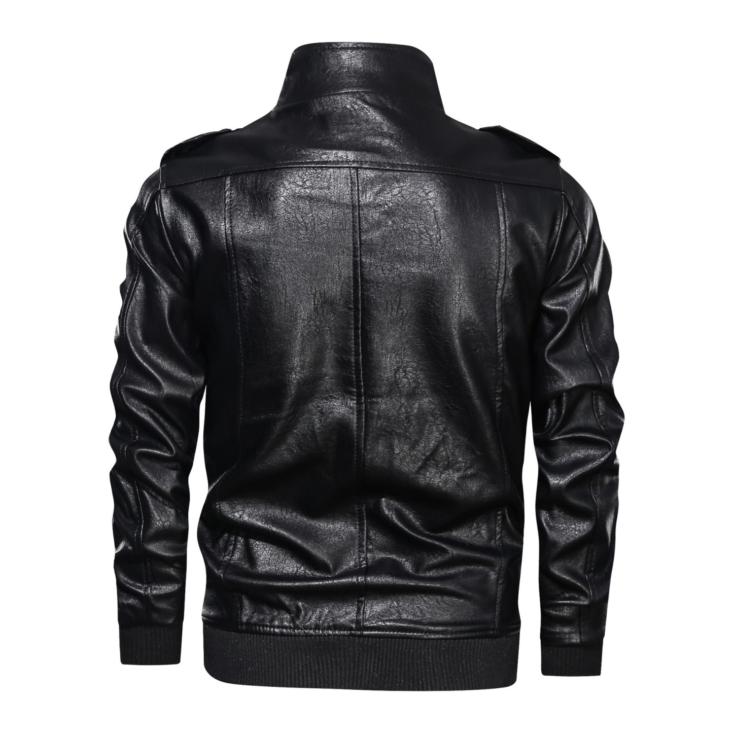 Men's Leather Sports t Washed Retro Front Pockets Genuine Leather Jacket