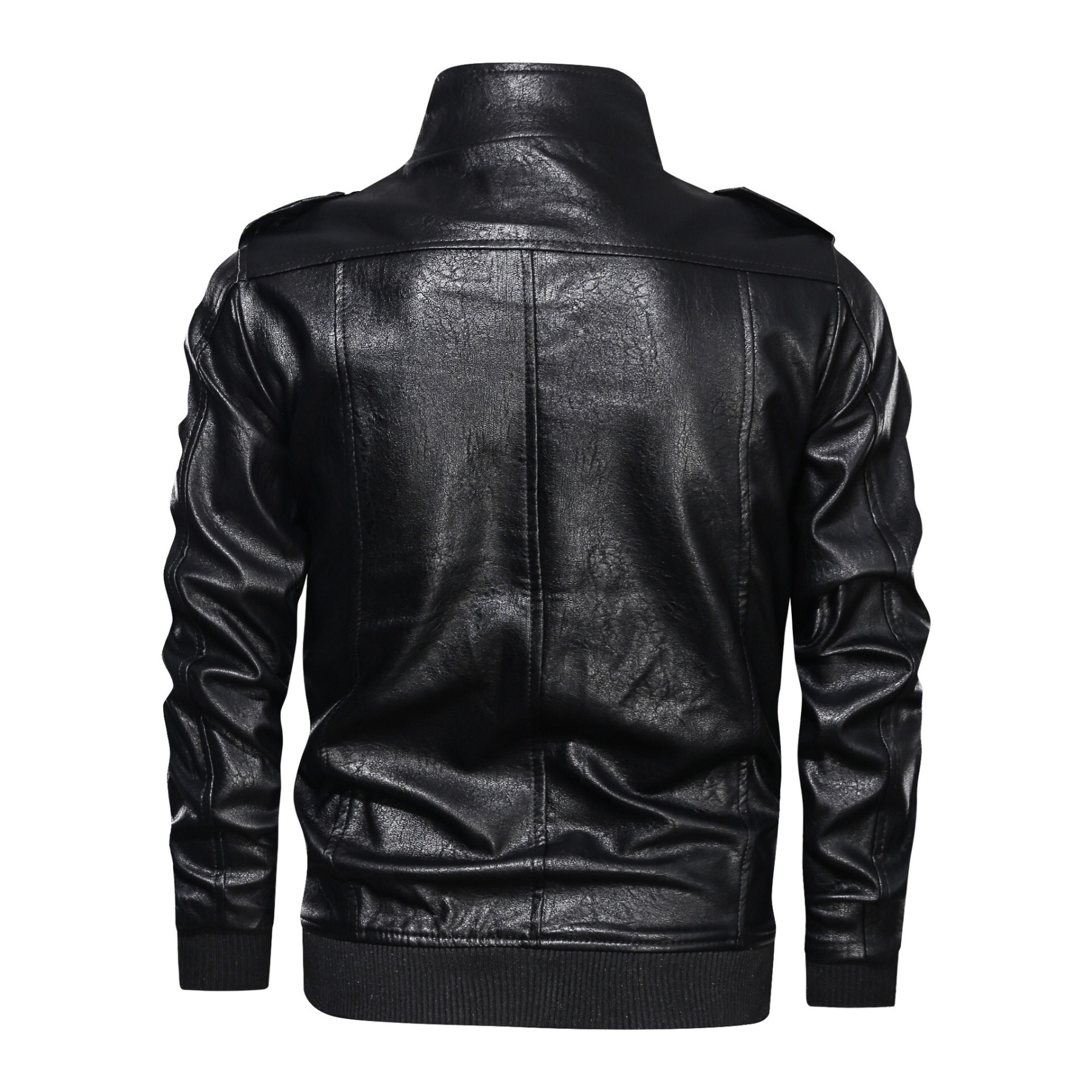 Men's Leather Sports t Washed Retro Front Pockets Genuine Leather Jacket
