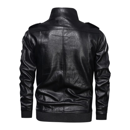 Men's Leather Sports t Washed Retro Front Pockets Genuine Leather Jacket
