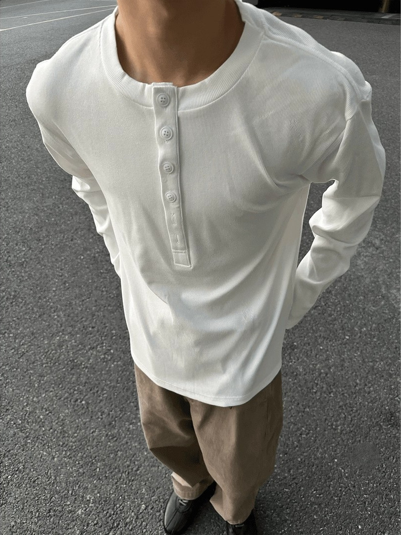 Men’s Casual American-Style Long Sleeve Polo T-Shirt Fall Winter New Relaxed Fit Versatile Base Layer Top