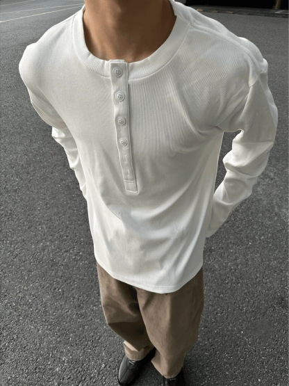 Men’s Casual American-Style Long Sleeve Polo T-Shirt Fall Winter New Relaxed Fit Versatile Base Layer Top