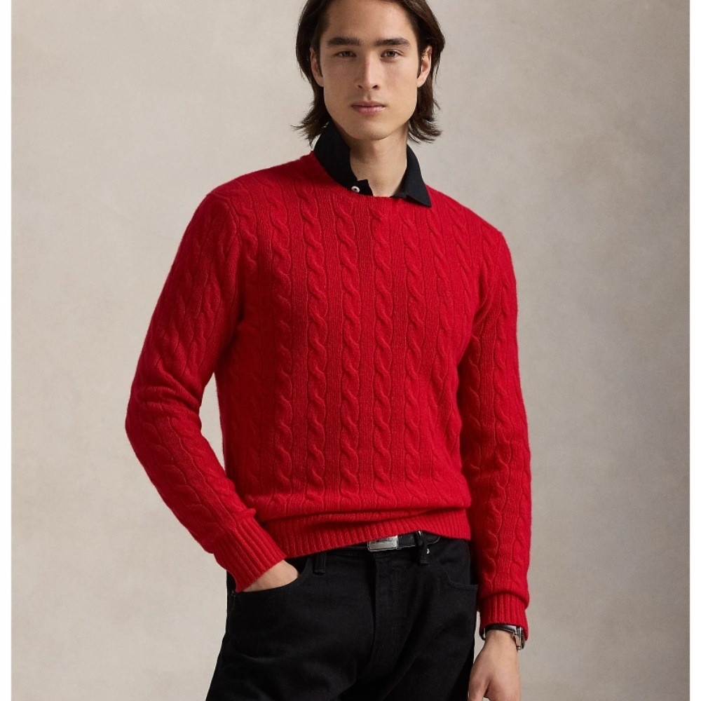 Men’s Fall Winter Warm Chunky Knit Sweater Cable Knit Pullover Classic Casual Knitwear